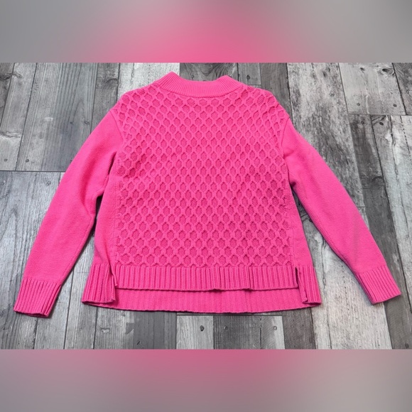 Talbots Sweaters - Talbots Honeycomb Weave Hi Low Mock Neck Cable Sweater Pink Medium